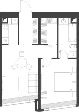 Планировка: Квартира 53,8 м² в ЖК «Дом Дау»
