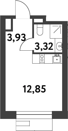 Планировка: Студия 21,3 м² в ЖК «Смарт Гарден»