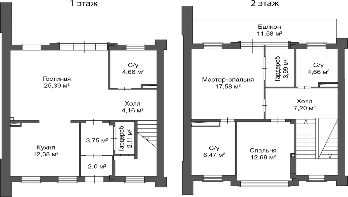 Планировка: Таунхаус 108,5 м² в ЖК «Ново-Никольское»