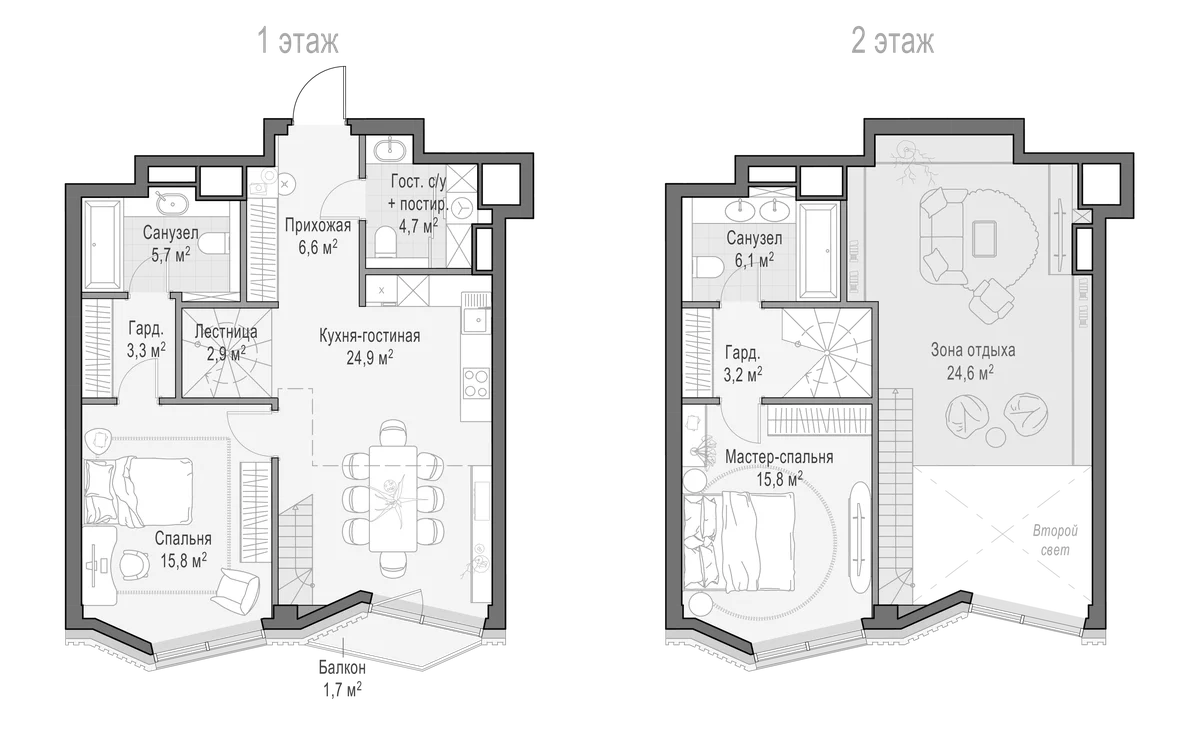 Планировка: Евротрёшка 89,7 м² в ЖК «Квартал Тишинский бульвар»