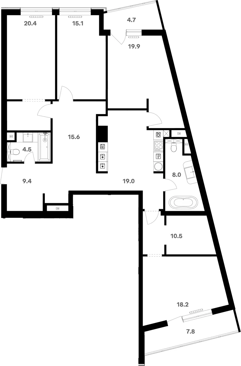 Планировка: Квартира 141,8 м² в ЖК «RIVER HOUSE Щелково»