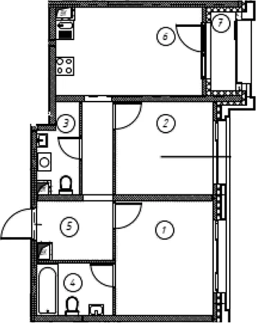 Планировка: Квартира 53,8 м² в ЖК «Ориент Экспресс»