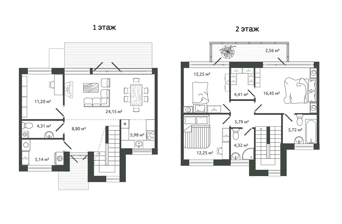 Планировка: Таунхаус 121,7 м² в ЖК «Коттеджный поселок Моменты.Репино»