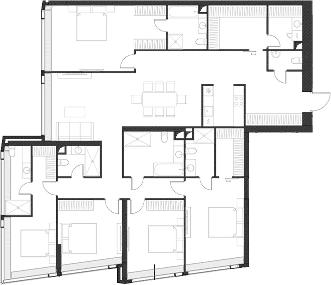 Планировка: Квартира 218,5 м² в ЖК «Дом Дау»