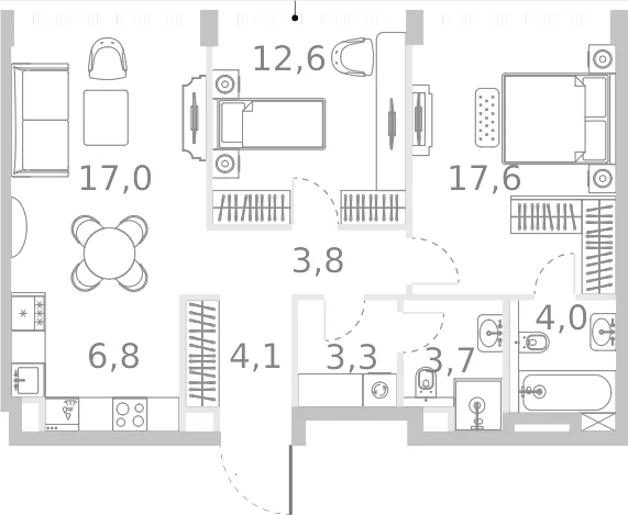 Планировка: Евротрёшка 72,9 м² в ЖК «Ривер Парк Кутузовский»
