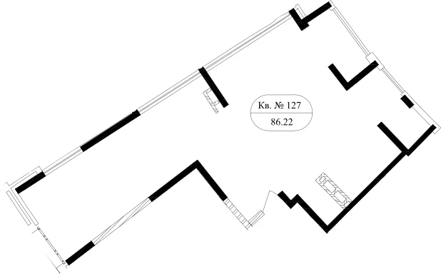 Планировка: Квартира 79,6 м² в ЖК «Маршал»