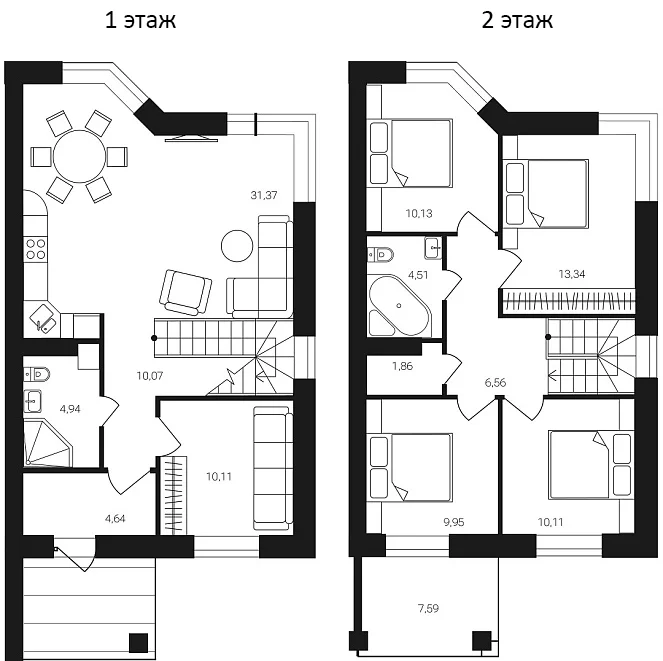 Планировка: Коттедж 120 м² в ЖК «Коттеджный поселок Катуар»