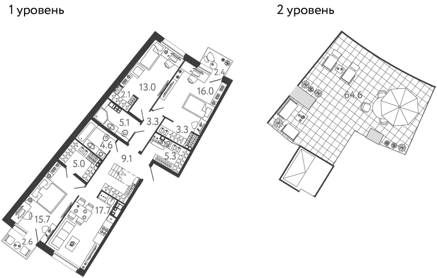 Планировка: 3-комнатная квартира 100,2 м² в ЖК «Цвет Зеленогорска»