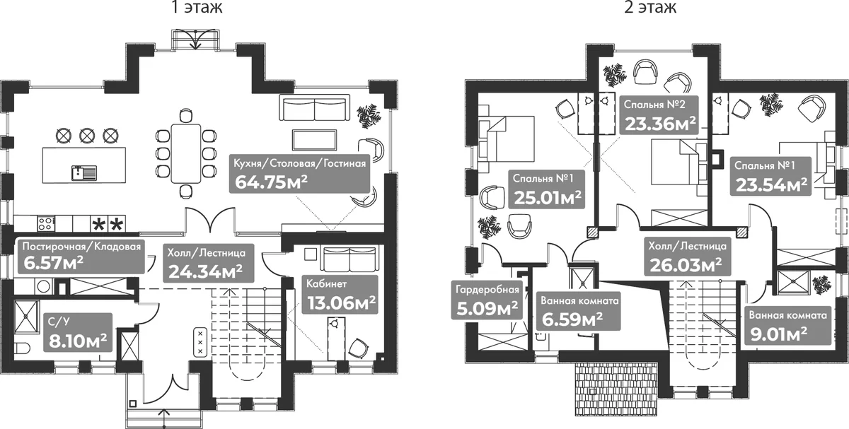 Планировка: Коттедж 230 м² в ЖК «Коттеджный поселок Резиденция Булатово»