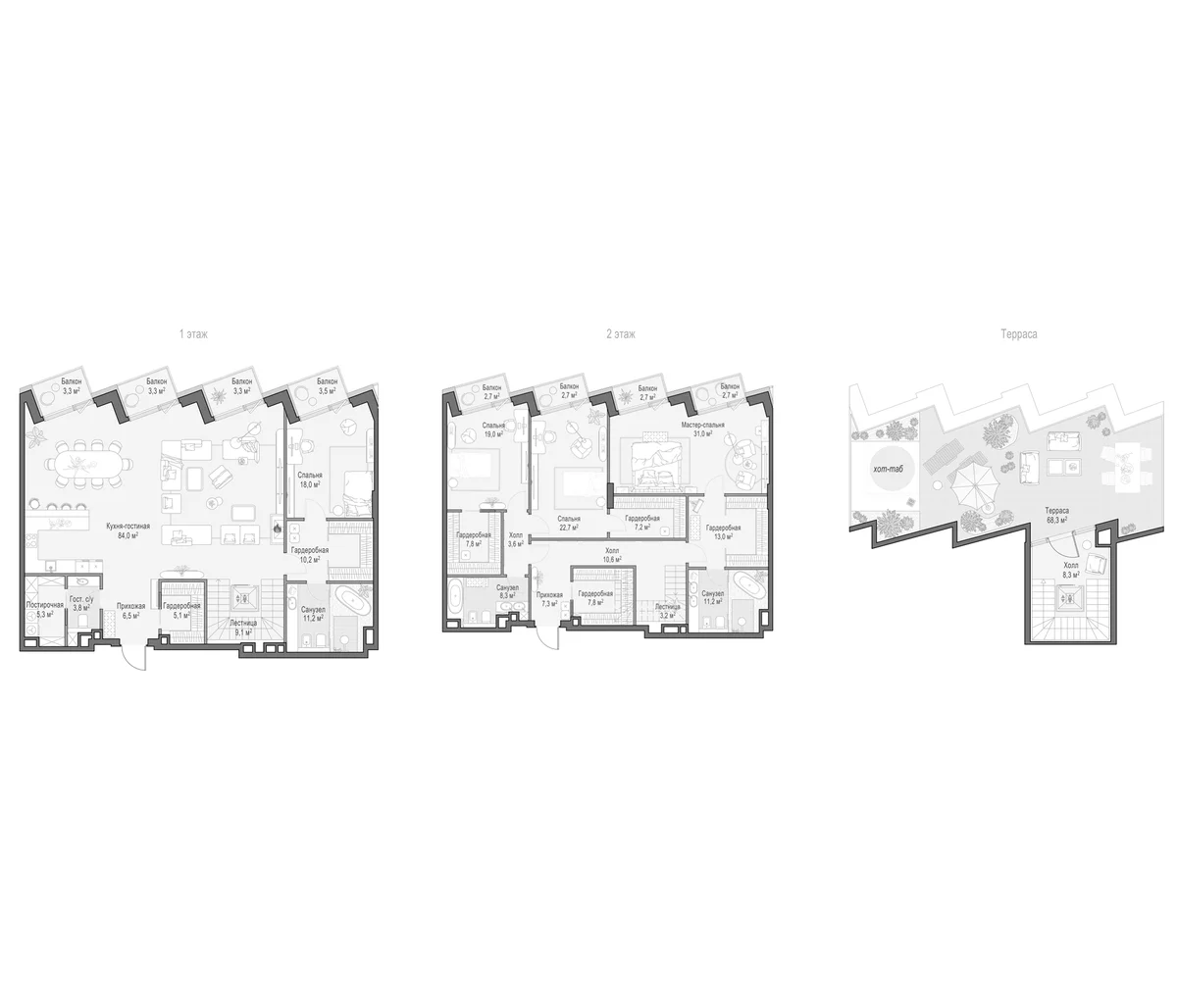 Планировка: Квартира евро-5 287,6 м² в ЖК «Дом Палашевский 11»