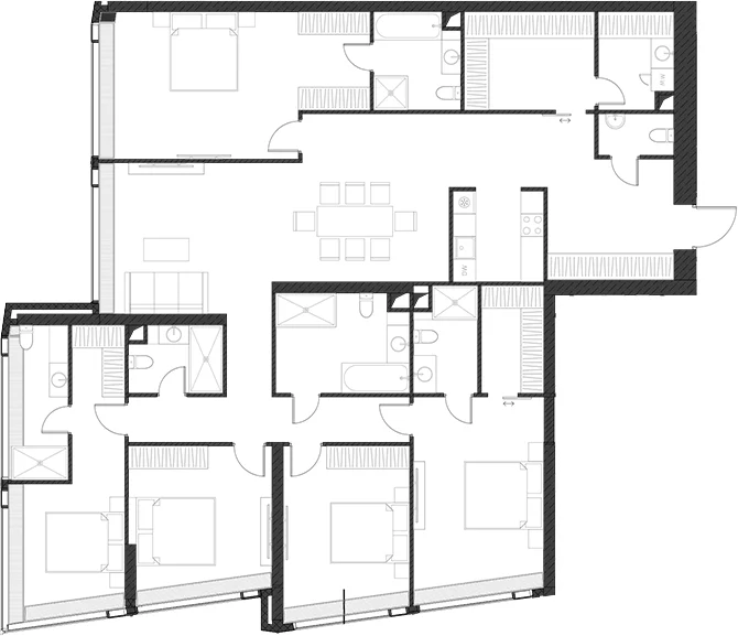 Планировка: Квартира 218,5 м² в ЖК «Дом Дау»