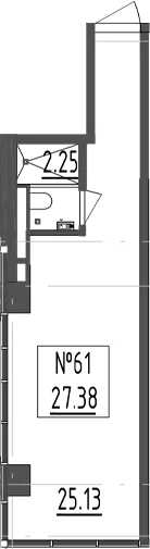 Планировка: Студия 27,4 м² в ЖК «Зум Черная Речка»