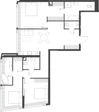 Планировка: Квартира 123,1 м² в ЖК «Дом Дау»