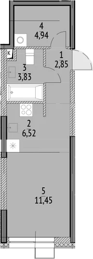 Планировка: Студия 29,6 м² в ЖК «N'ICE LOFT»