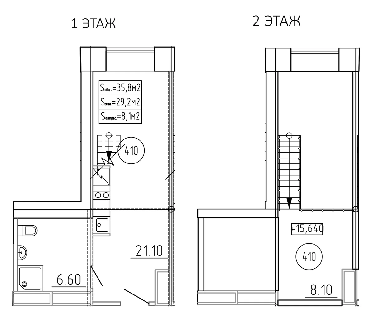 Планировка: Студия 35,8 м² в ЖК «Пространство by Avenue apart»