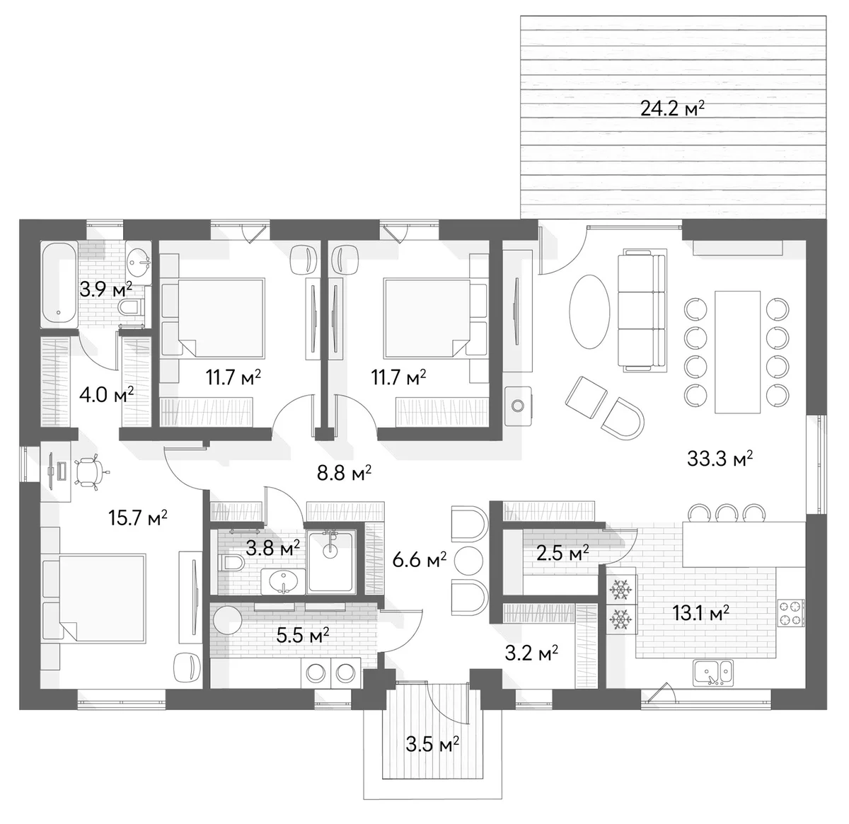 Планировка: Коттедж 120,3 м² в ЖК «Коттеджный поселок Негород Павловск»