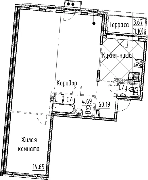 Планировка: Квартира 81,2 м² в ЖК «Кронфорт»
