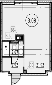 Планировка: Студия 27,5 м² в ЖК «COSMOS SMART САНКТ-ПЕТЕРБУРГ ЮЖНЫЙ ОТЕЛЬ»