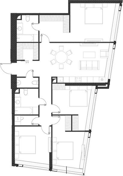 Планировка: Квартира 132,9 м² в ЖК «Дом Дау»