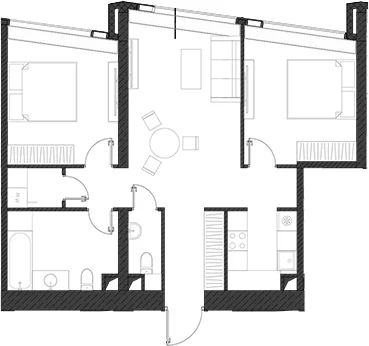 Планировка: Квартира 73,7 м² в ЖК «Дом Дау»