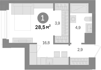Планировка: Студия 28,5 м² в ЖК «Квартал Издание»