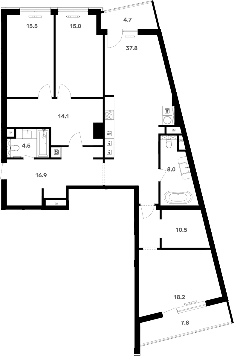 Планировка: Квартира 143,7 м² в ЖК «RIVER HOUSE Щелково»