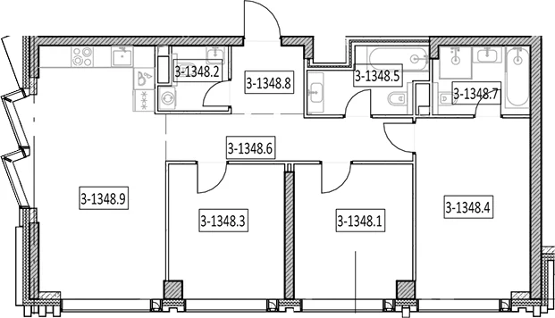Планировка: Квартира евро-4 90 м² в ЖК «Айс Тауэрс»