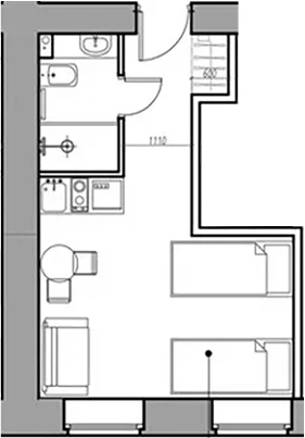 Планировка: Студия 19,5 м² в ЖК Отель «Константин» (Заслонова, 8)