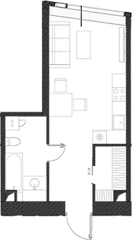 Планировка: Квартира 34,5 м² в ЖК «Дом Дау»