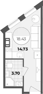 Планировка: Студия 18,4 м² в ЖК «Апарт-отель Лиговский 127»