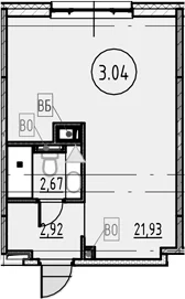 Планировка: Студия 27,5 м² в ЖК «COSMOS SMART САНКТ-ПЕТЕРБУРГ ЮЖНЫЙ ОТЕЛЬ»