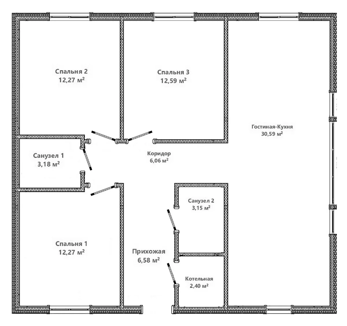 Планировка: Коттедж 90 м² в ЖК «Коттеджный поселок Ингрия»
