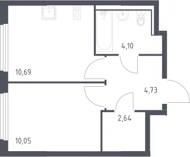 Планировка: 1-комнатная квартира 32,2 м² в ЖК «Пригород Лесное»