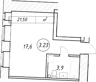 Планировка: Студия 21,5 м² в ЖК «пр-кт Обуховской Обороны, 42 к2»