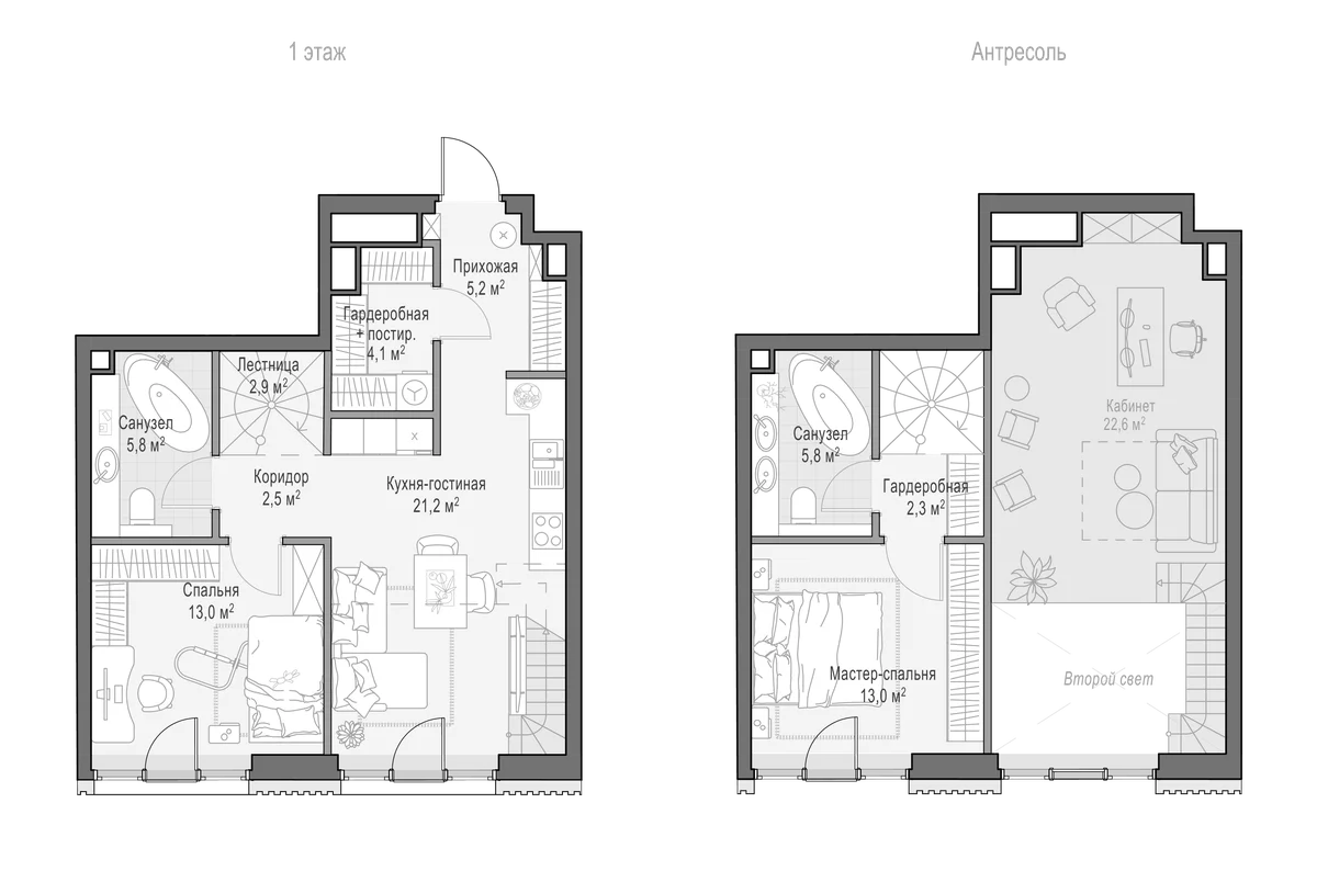 Планировка: Евротрёшка 78,2 м² в ЖК «Квартал Тишинский бульвар»