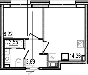 Планировка: Евродвушка 29,8 м² в ЖК «Оптимист»