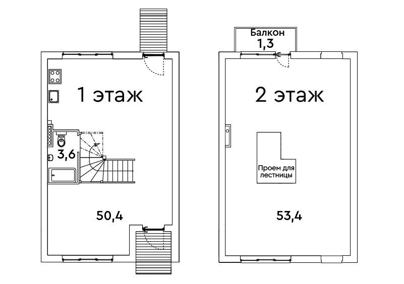 Планировка: Таунхаус 107,4 м² в ЖК «Квартал таунхаусов Таун Град»