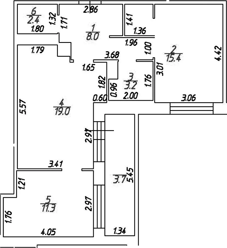 Планировка: Евротрёшка 59,3 м² в ЖК «Графская слобода в Песках»