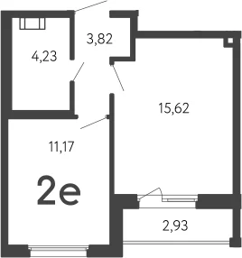 Планировка: Евродвушка 34,8 м² в ЖК «17 линия»