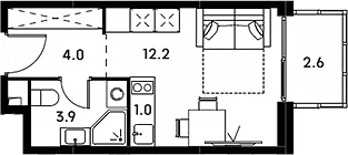 Планировка: Студия 21,1 м² в ЖК «Аквилон Сигнал»