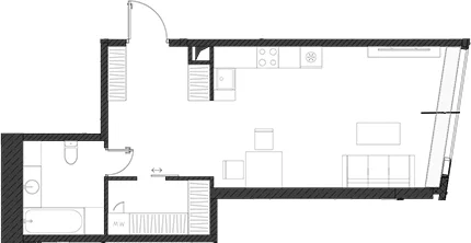 Планировка: Квартира 46,6 м² в ЖК «Дом Дау»