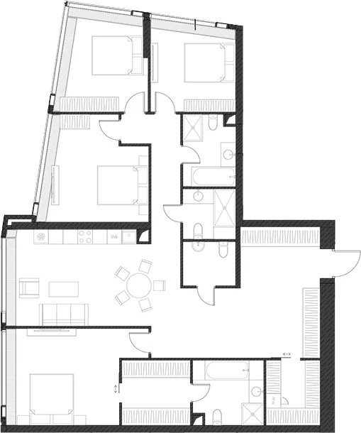 Планировка: Квартира 153,6 м² в ЖК «Дом Дау»