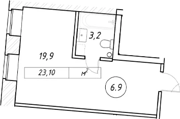 Планировка: Студия 19,9 м² в ЖК «пр-кт Обуховской Обороны, 42 к2»