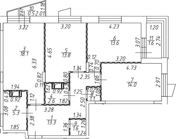 Планировка: Квартира евро-4 83,4 м² в ЖК «ВЕРЕН НОРТ Cертолово»