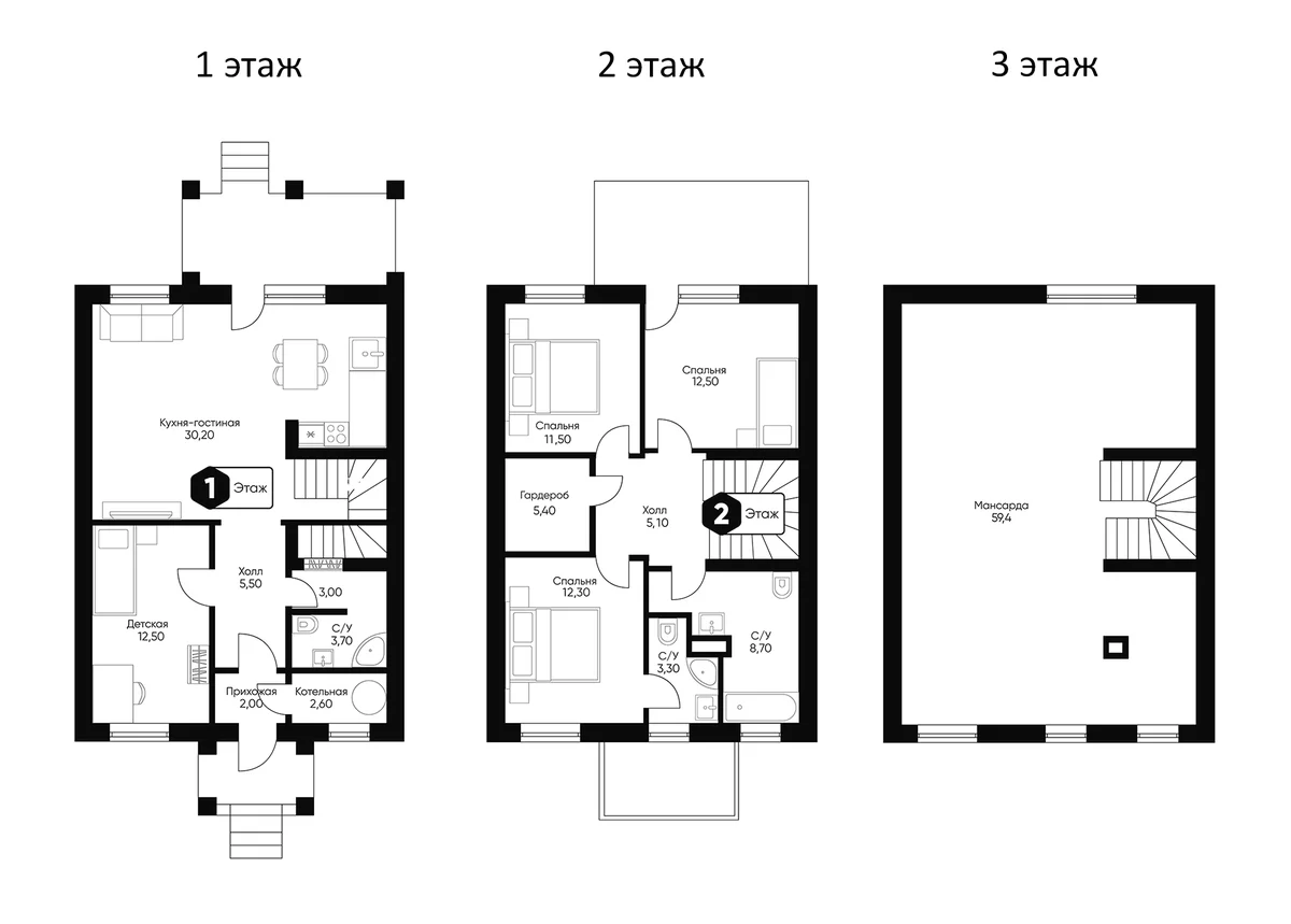 Планировка: Таунхаус 224,2 м² в ЖК «Мечта квартал Тюльпанов»