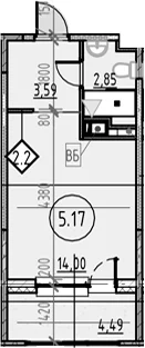 Планировка: Студия 24,9 м² в ЖК «COSMOS SMART САНКТ-ПЕТЕРБУРГ ЮЖНЫЙ ОТЕЛЬ»