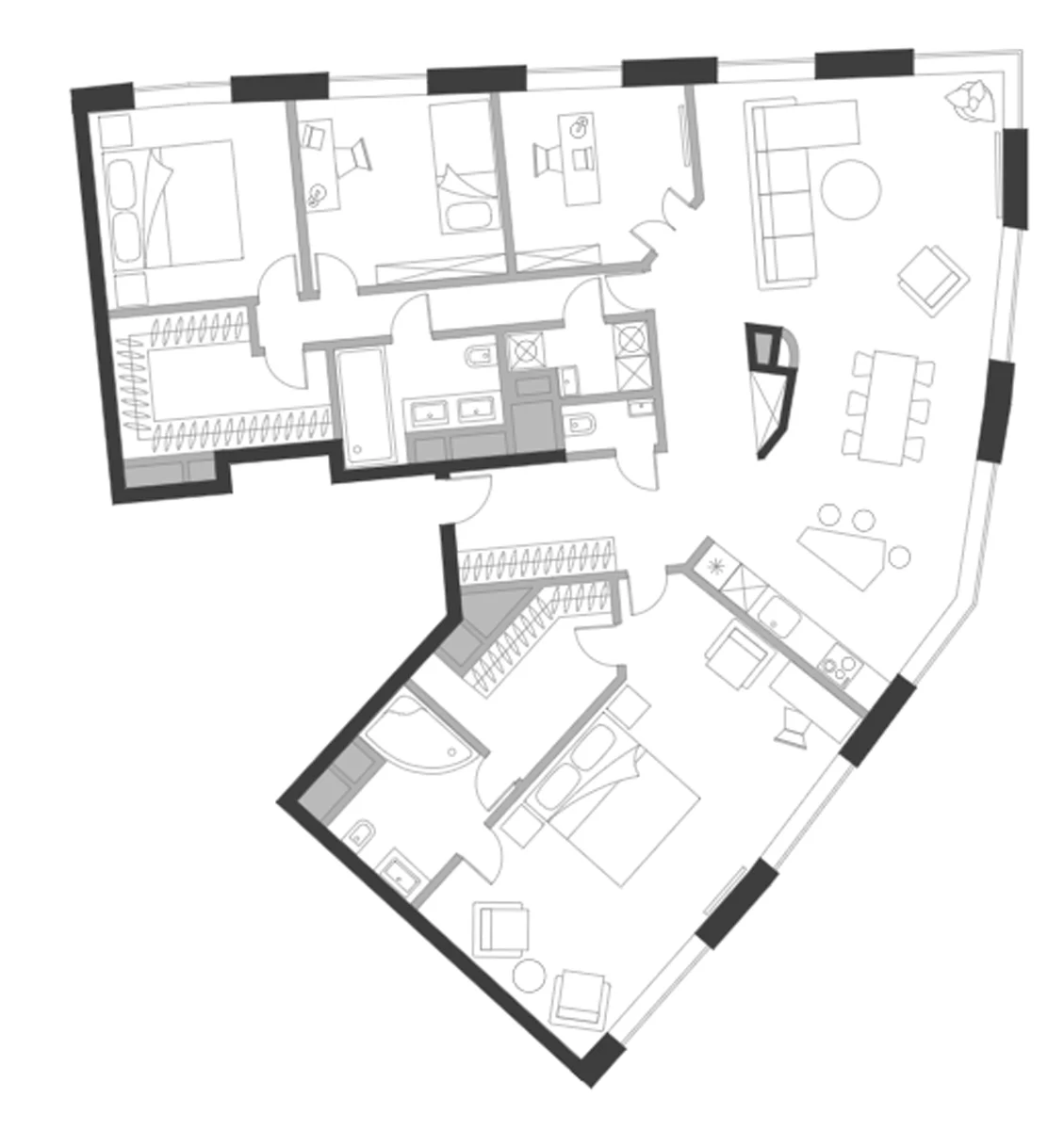 Планировка: Квартира 132,4 м² в ЖК «Дом Чкалов»