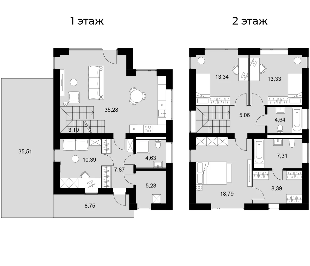 Планировка: Коттедж 146 м² в ЖК «Коттеджный поселок Сабурово Клаб»