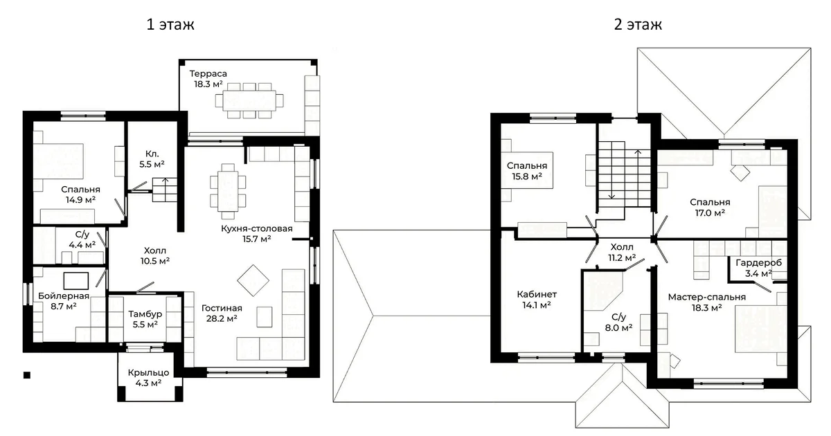 Планировка: Коттедж 186,7 м² в ЖК «Коттеджный поселок Юрьево берег»