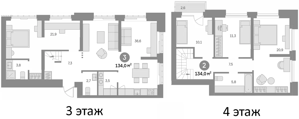 Планировка: 4-комнатная квартира 131,4 м² в ЖК «Квартал Издание»